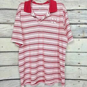 Nebraska Huskers Striped Polo Shirt Red White XL